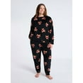thumbnail image 1 of Joyspun Women's Plush Long Sleeve Top and Pants Pajama Set, 2-Piece, Size XS-3X, 1 of 5
