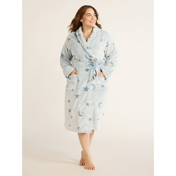 Joyspun Women's Plush Robe, Sizes S to 3X