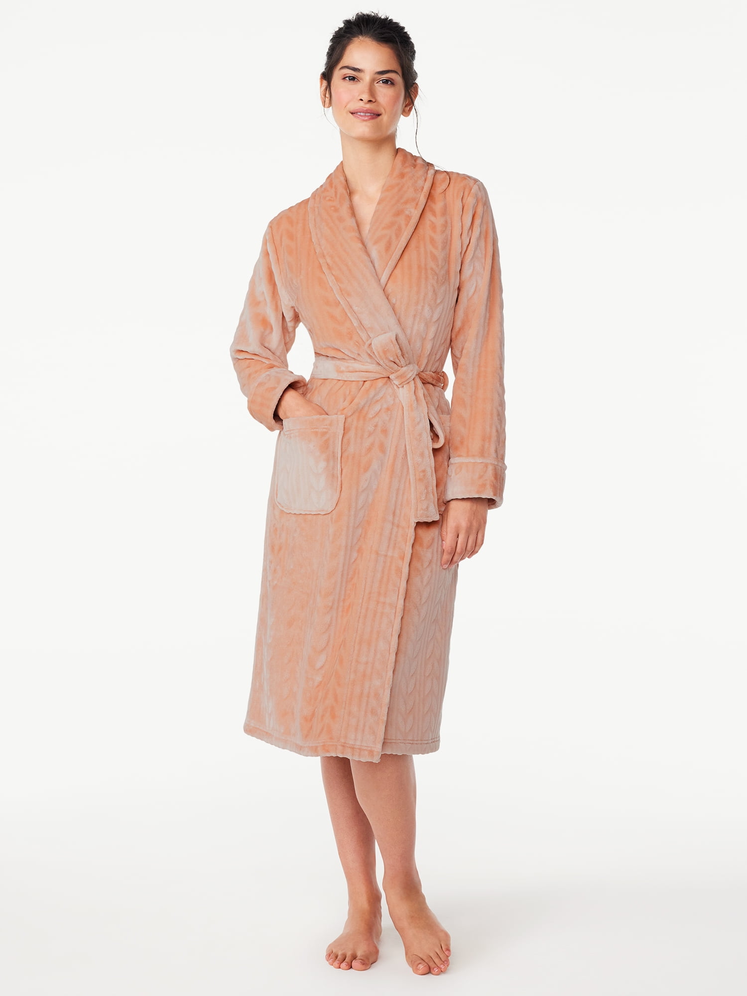 Joyspun Women's Plush Sleep Robe, Size S to 3X