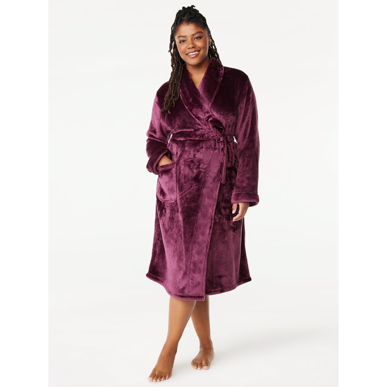 Joyspun Women's Plush Sleep Robe, Size S to 3X