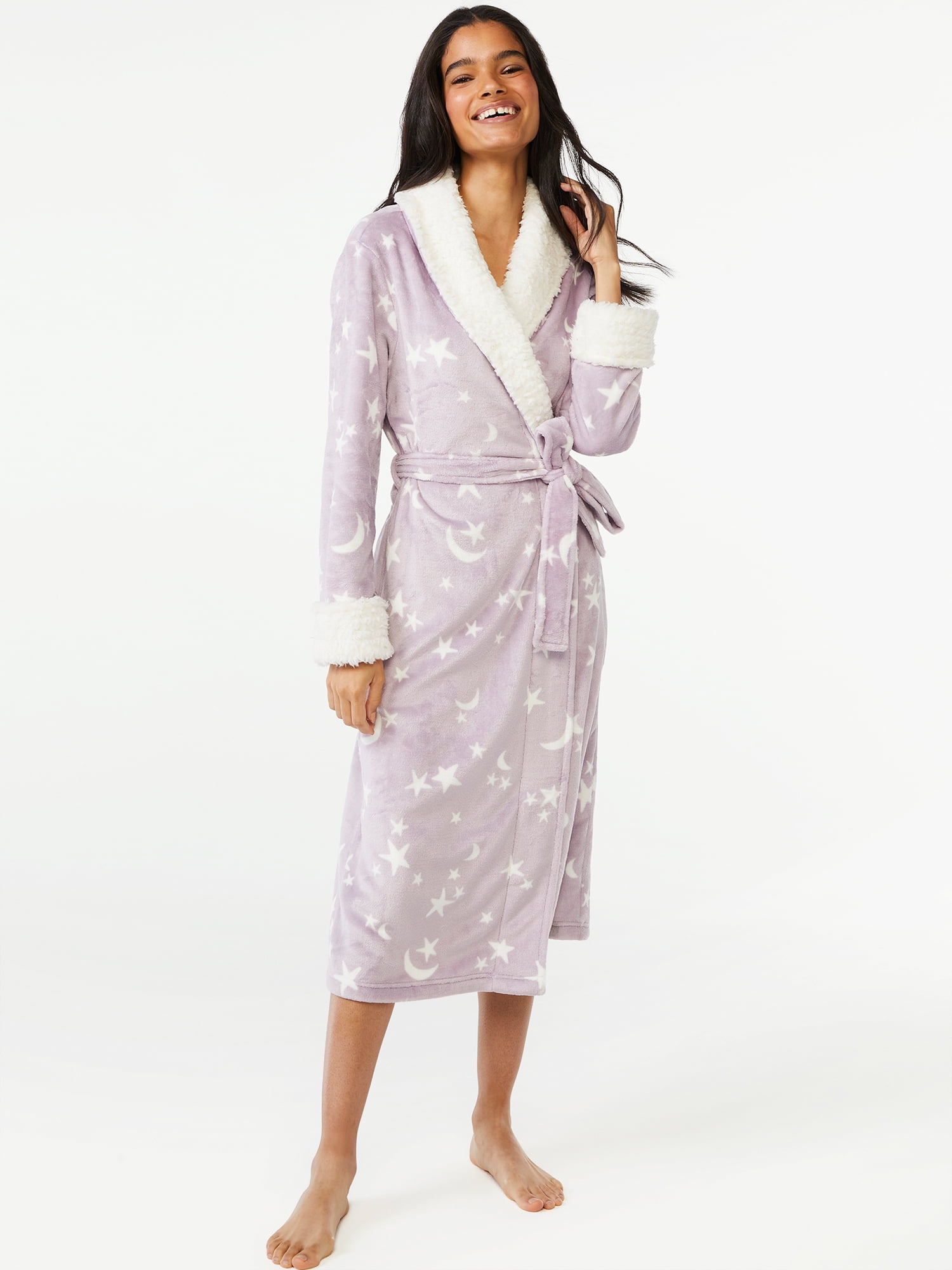 Joyspun Women's Plush Sleep Robe, Sizes S to 3X 