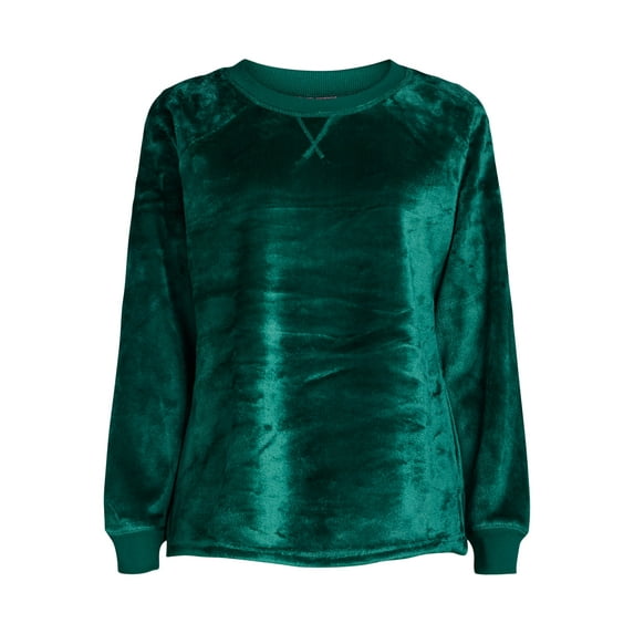 Joyspun Women's Plush Sleep Top with Long Sleeves, Sizes XS-3X