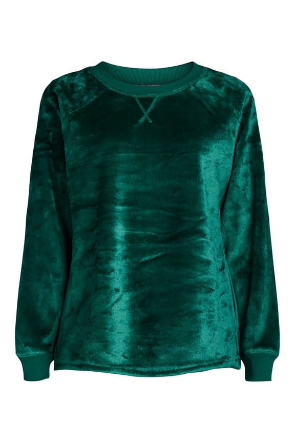 Women's Plush Sleep Top with Long Sleeves, Sizes XS-3X