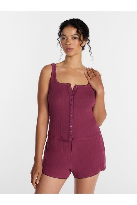 Women's Pointelle Tank Top and Shorts Pajama Set, 2-Piece, Sizes XS-3X