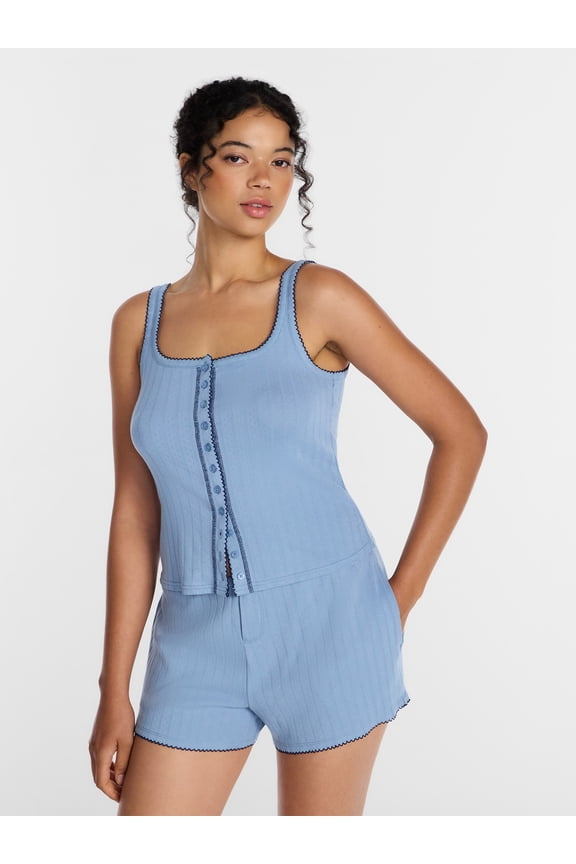 Women's Pointelle Tank Top and Shorts Pajama Set, 2-Piece, Sizes XS-3X