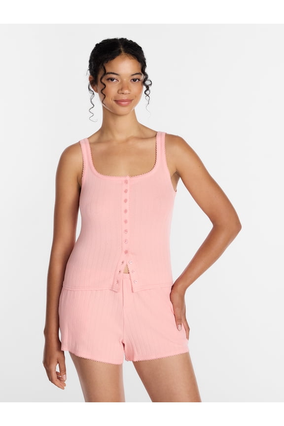 Women's Pointelle Tank Top and Shorts Pajama Set, 2-Piece, Sizes XS-3X