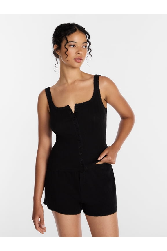 Women's Pointelle Tank Top and Shorts Pajama Set, 2-Piece, Sizes XS-3X
