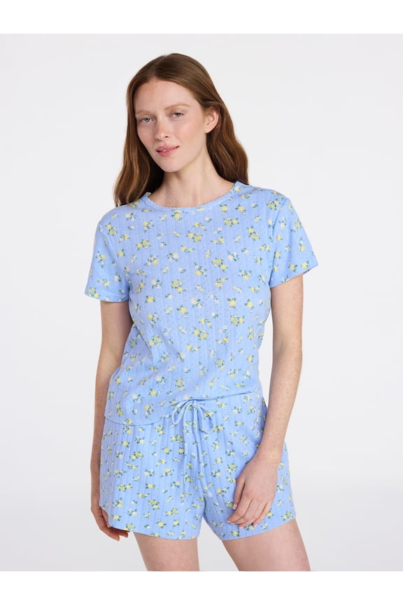 Women’s Pointelle Knit Short Sleeve Sleepwear Tee, Sizes XS-3X