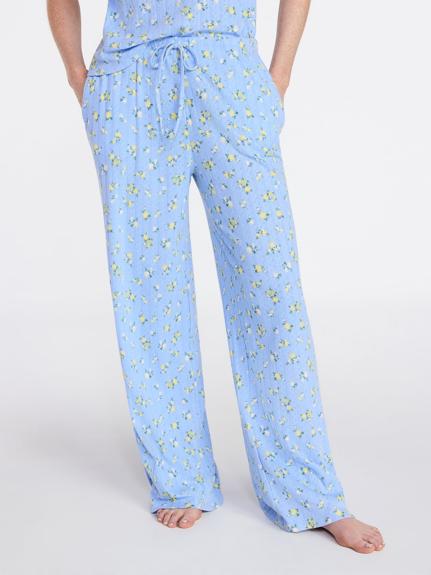 Joyspun Women’s Pointelle Knit Sleepwear Pants, 30'' Inseam, Sizes XS-3X