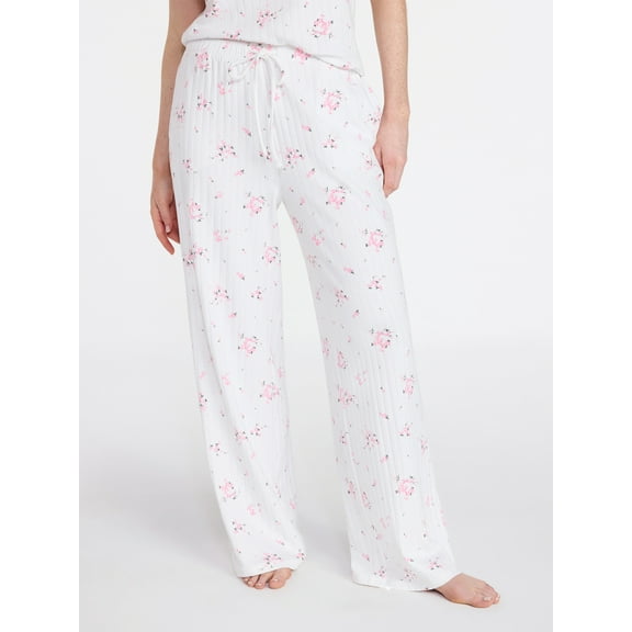 Joyspun Women’s Pointelle Knit Sleepwear Pants, 30'' Inseam, Sizes XS-3X