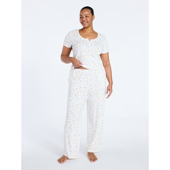 Joyspun Women’s Pointelle Knit Sleepwear Pants, 30'' Inseam, Sizes XS-3X