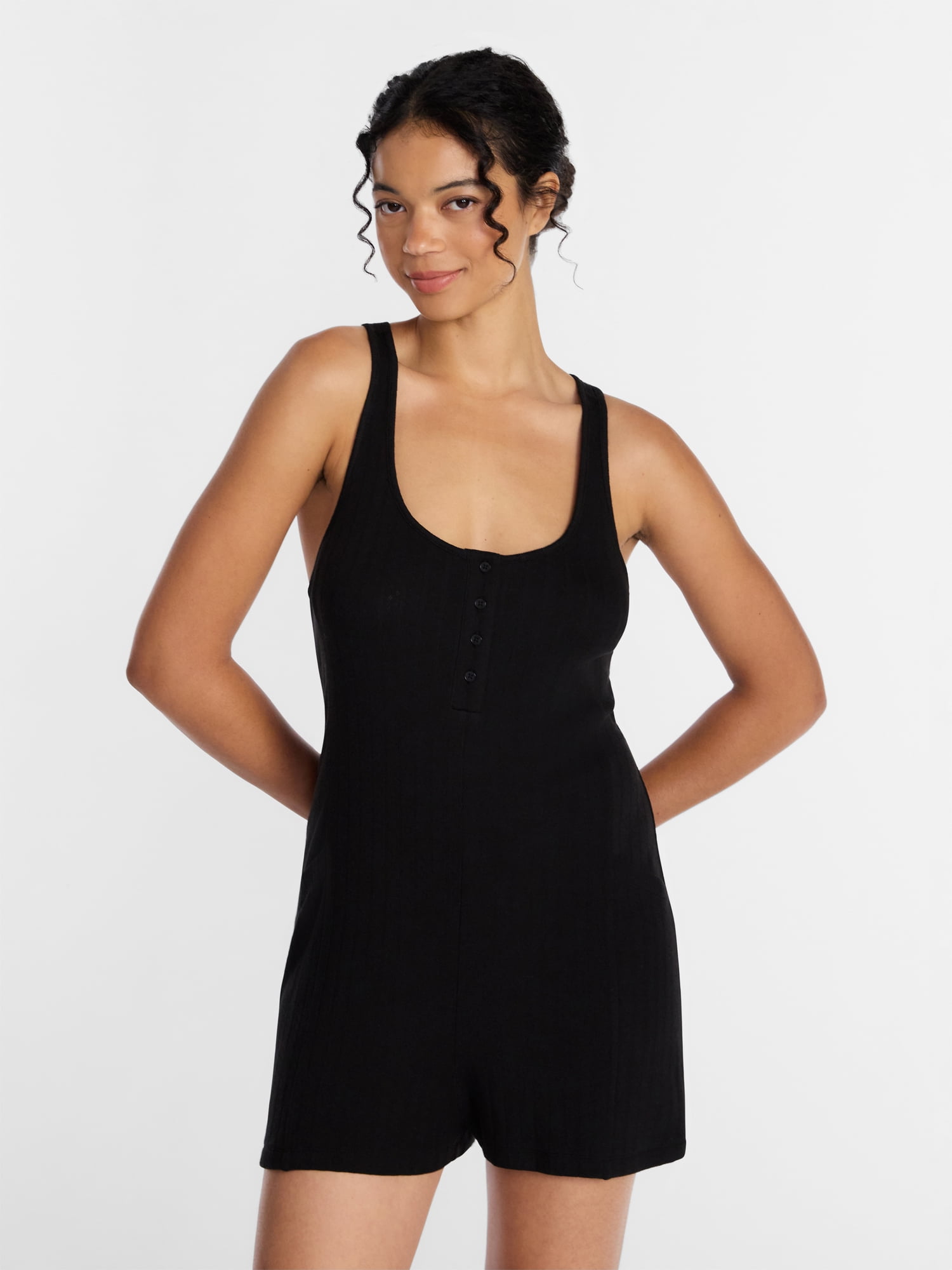 Joyspun Women's Pointelle Sleepwear Romper, Sizes XS-3X
