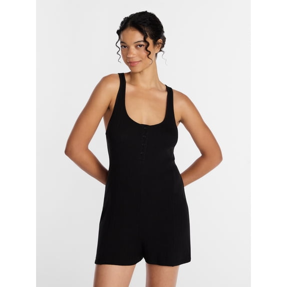 Joyspun Women's Pointelle Sleepwear Romper, Sizes XS-3X
