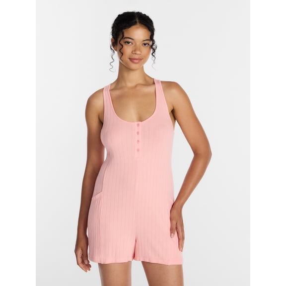 Joyspun Women's Pointelle Sleepwear Romper, Sizes XS-3X