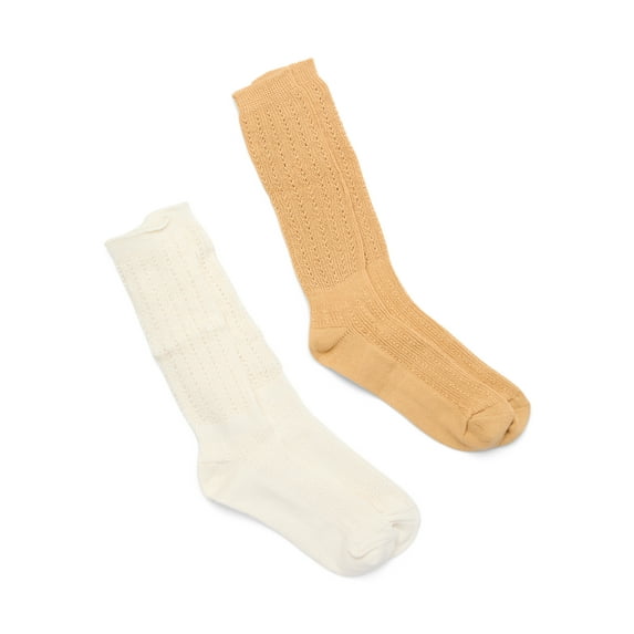 Joyspun Women’s Pointelle Slouch Socks, 2-Pack, Shoe Sizes 4-10