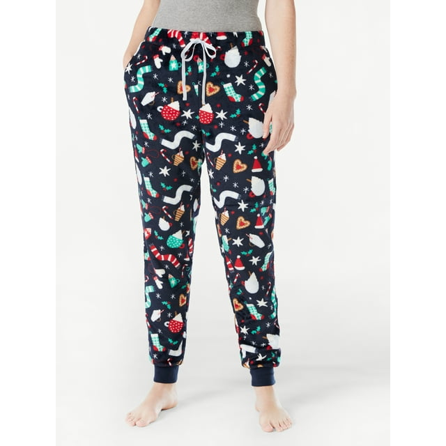 Joyspun Women's Polyester Elastic Waistband Pajamas, Dark Navy
