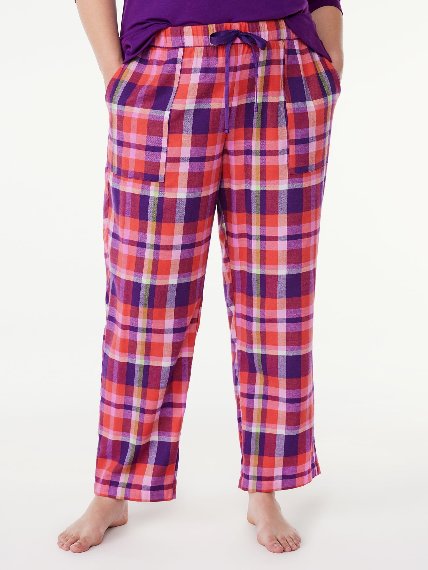 Joyspun Women's Print Flannel Sleep Pants, Sizes XS to 3X 