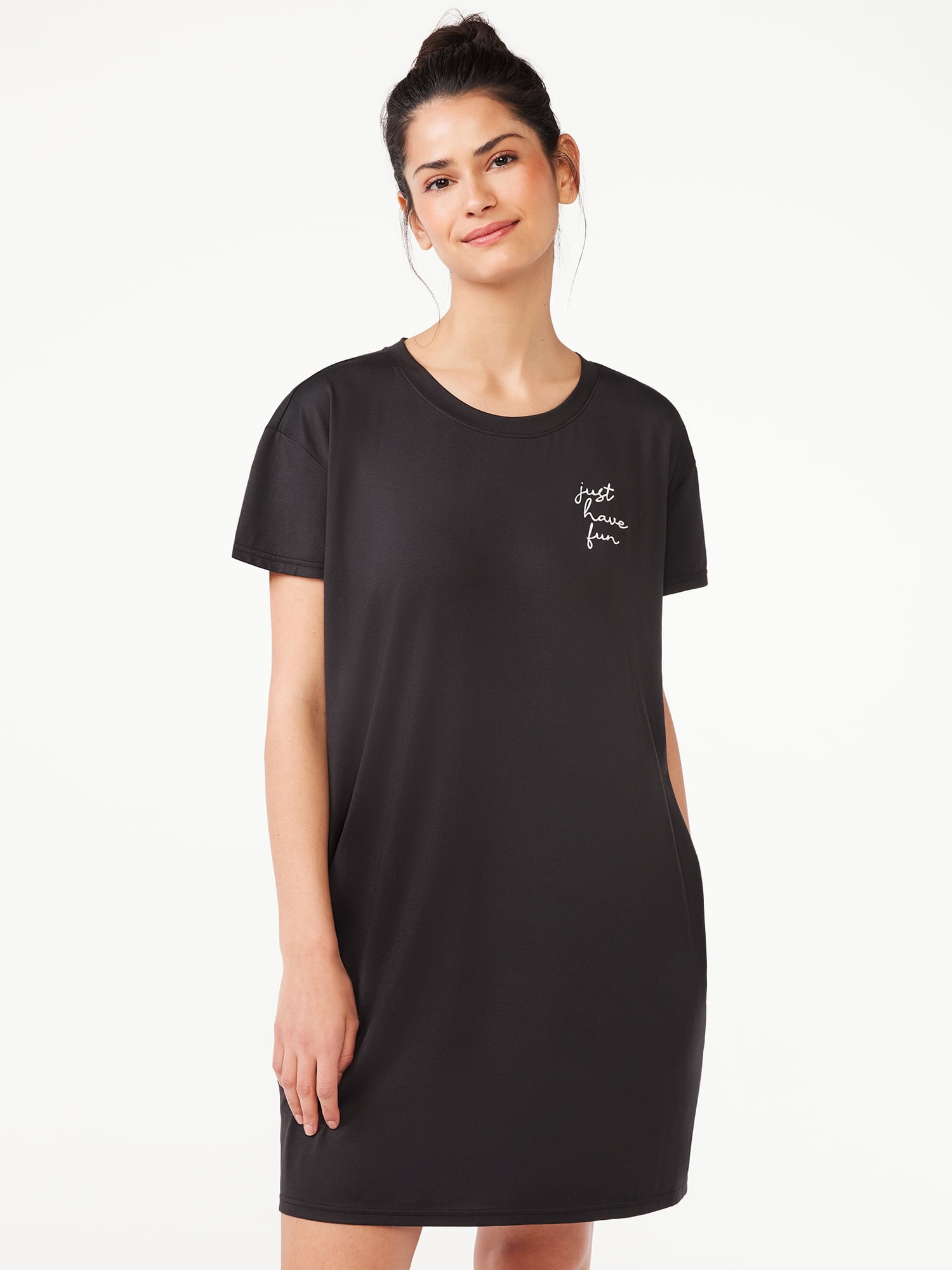 Joyspun Women's Print Sleepshirt with Pockets, Sizes S/M to 2X/3X 