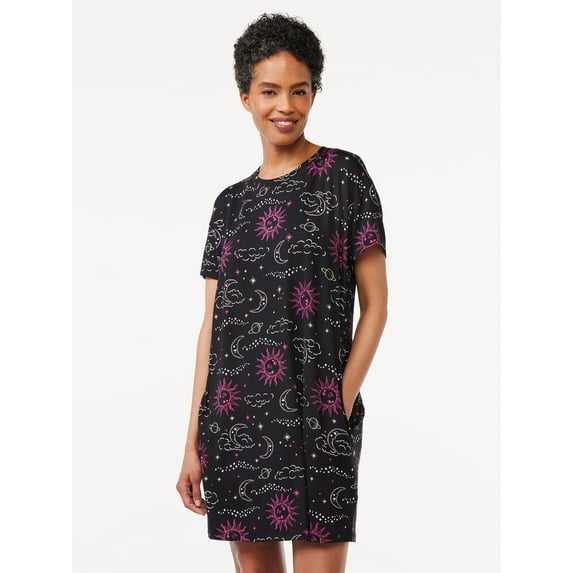 Joyspun Women's Print Sleepshirt with Pockets, Sizes S/M to 2X/3X