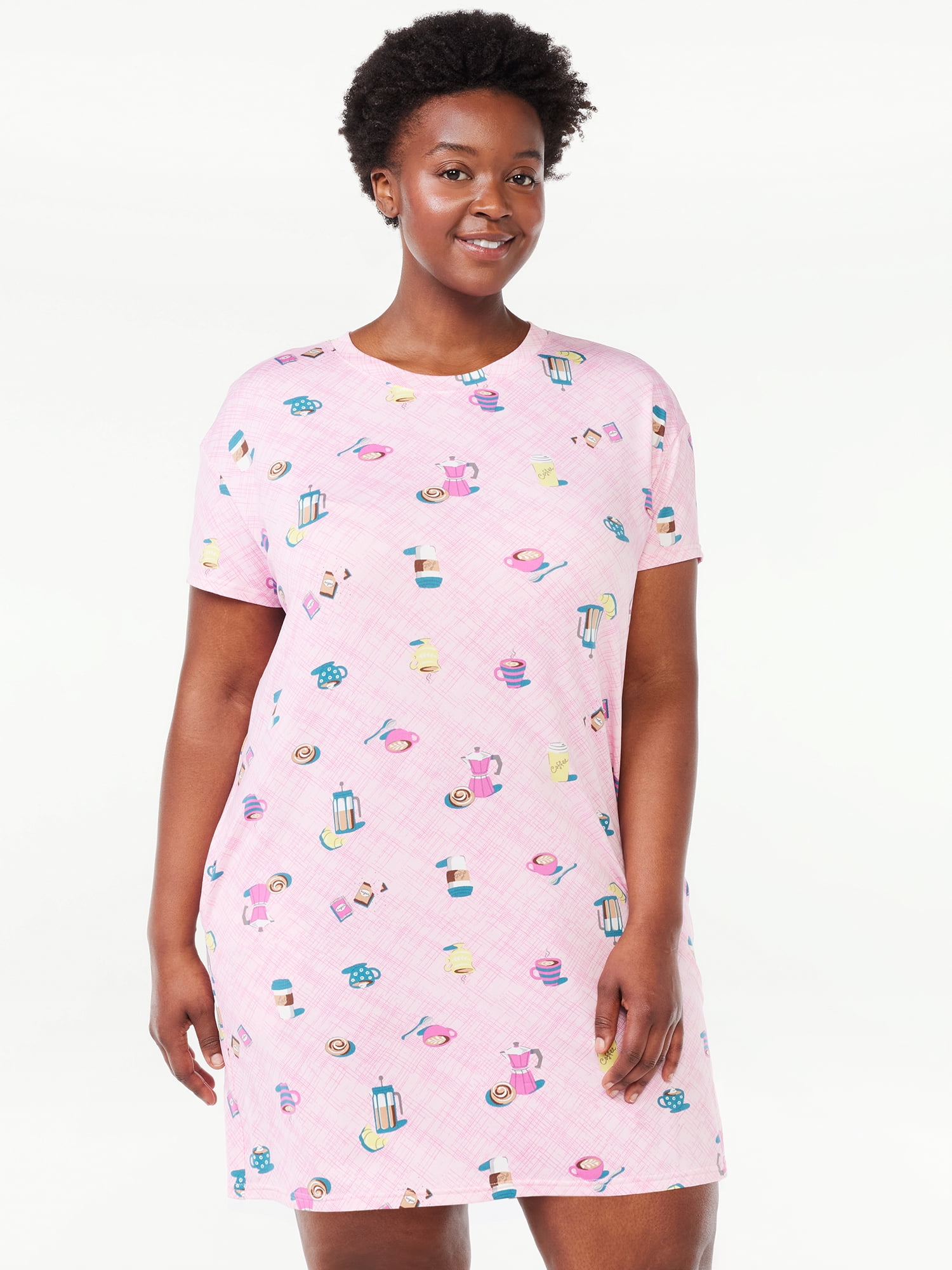 Joyspun Women's Print Sleepshirt with Pockets, Sizes S/M to 2X/3X
