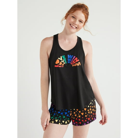 Joyspun Women's Print Tank Top and Shorts Pajama Set, 2-Piece, Sizes S to 3X