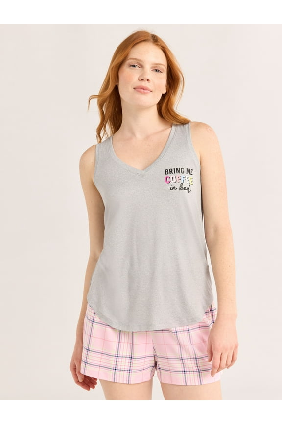 Women's Printed Tank Top and Shorts Pajama Set, 2-Piece, Sizes XS-3X