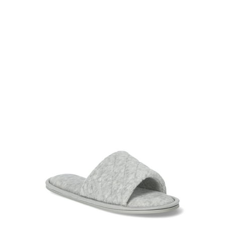 Joyspun Women's Quilted Single Band Slide Slippers, Wide-Width Available