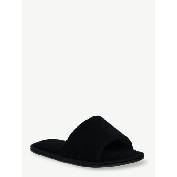 Joyspun Women's Quilted Single Band Slide Slippers, Wide-Width Available