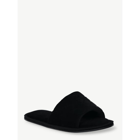 Joyspun Women's Quilted Single Band Slide Slippers, Wide-Width Available