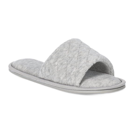 Joyspun Women's Quilted Single Band Slide Slippers, Wide-Width Available