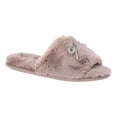 thumbnail image 1 of Joyspun Women's Rhinestone Bow Open-Toe Slippers, 1 of 4