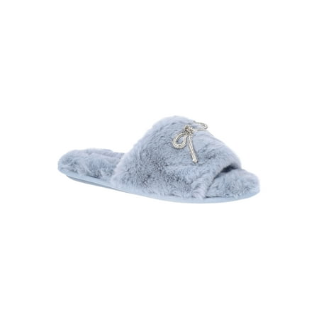 Joyspun Women's Rhinestone Bow Open-Toe Slippers
