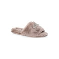 thumbnail image 1 of Joyspun Women's Rhinestone Bow Open-Toe Slippers, 1 of 4