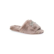 Joyspun Women's Rhinestone Bow Open-Toe Slippers