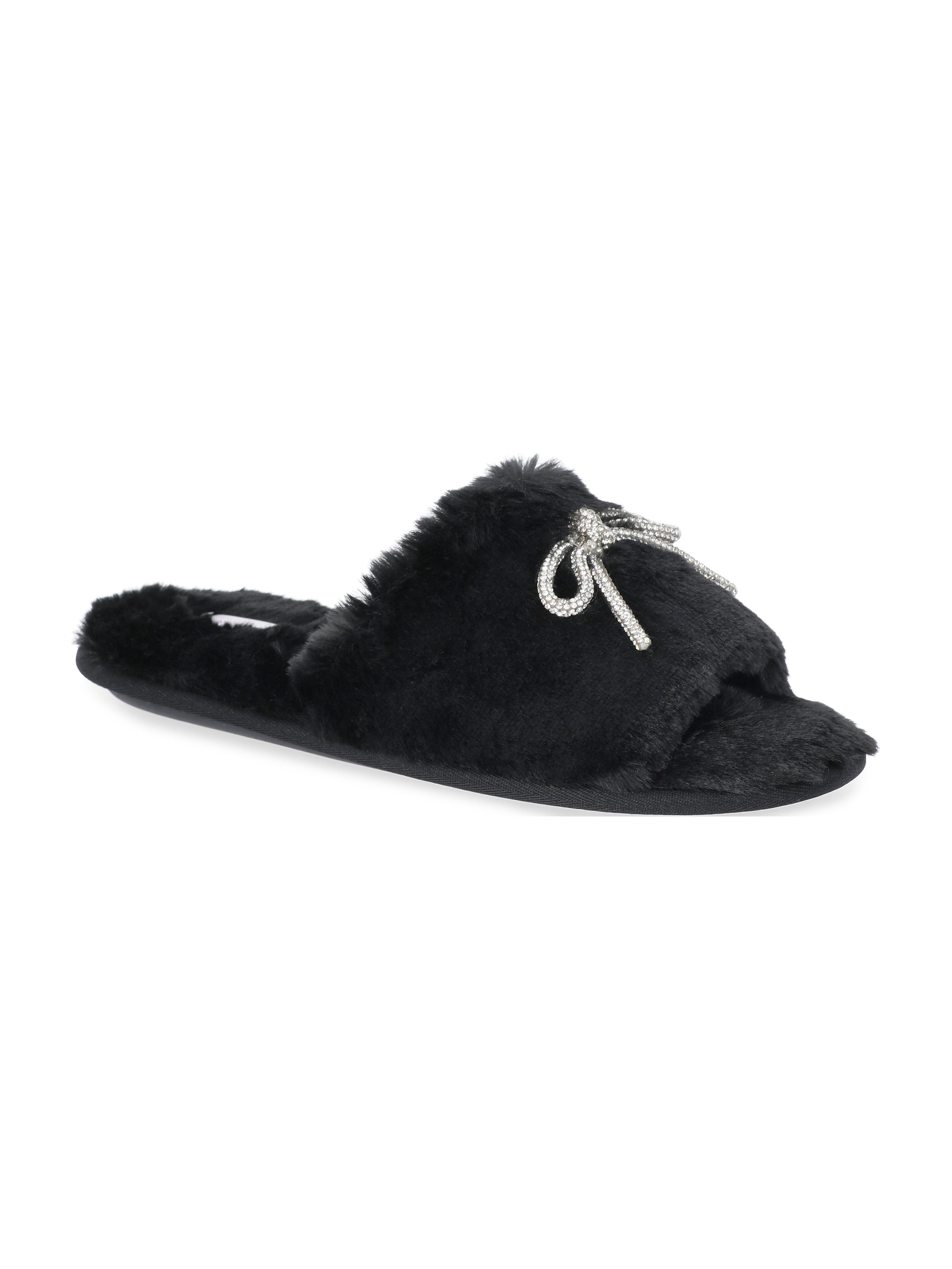 Joyspun Women's Rhinestone Bow Open-Toe Slippers