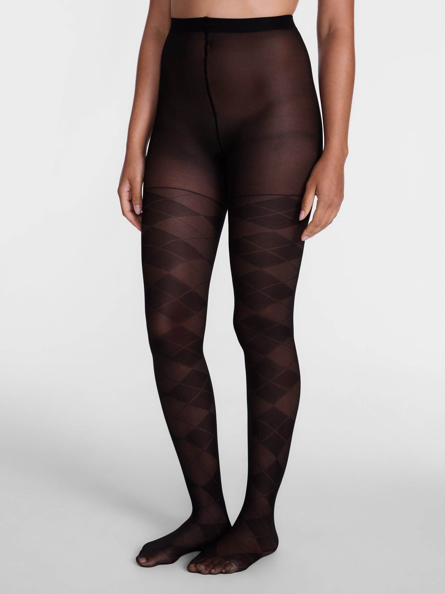 Joyspun Women's Argyle and Opaque Tights, 2-Pack, Sizes S-3XL
