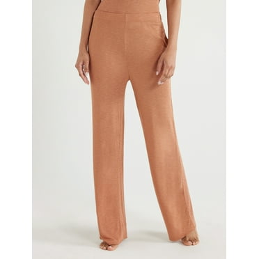 Joyspun Women's Ribbed Knit Pull On Sleep Pants, Sizes S to 3X