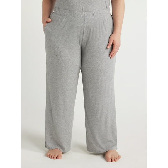 Joyspun Women's Ribbed Knit Pull On Sleep Pants, Sizes S to 3X