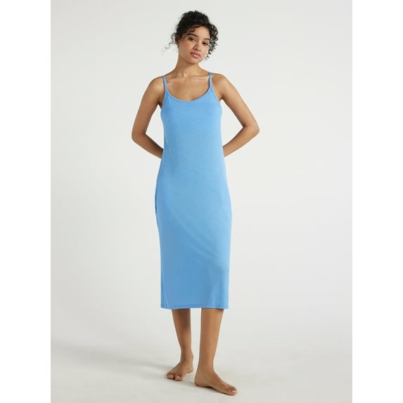 Joyspun Women's Ribbed Knit Sleep Chemise, Sizes XS to 3X