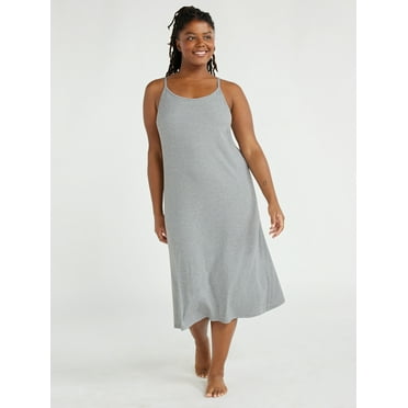 Joyspun Women's Ribbed Knit Sleep Chemise, Sizes XS to 3X