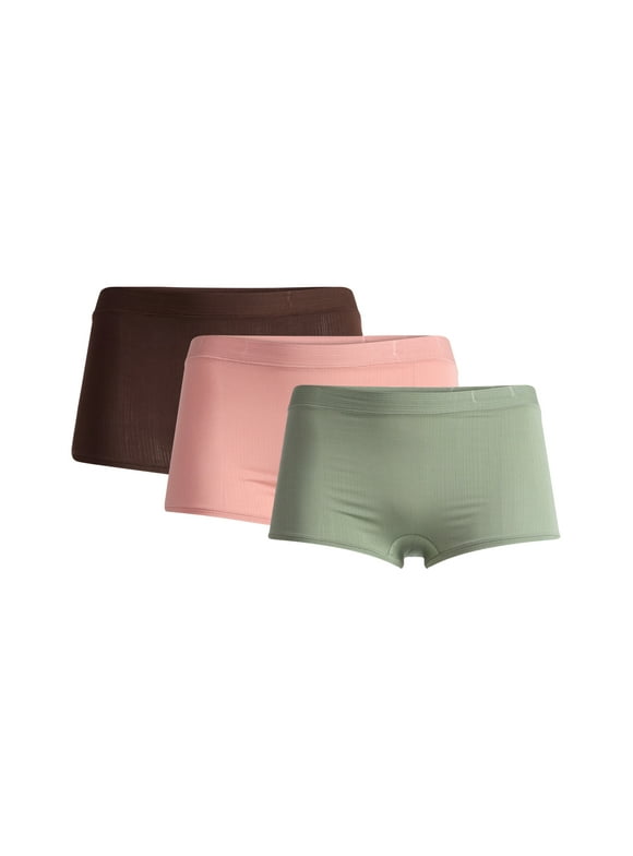 Women's Ribbed Modal Boyshort Panties, 3-Pack, Sizes XS-3XL