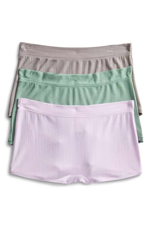 Women's Ribbed Modal Boyshort Panties, 3-Pack, Sizes XS-3XL