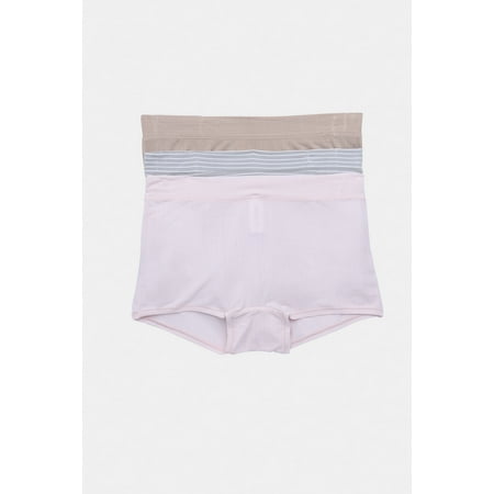Joyspun Women's Ribbed Modal Boyshort Panties, 3-Pack, Sizes XS to 3XL