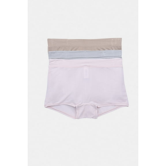 Joyspun Women's Ribbed Modal Boyshort Panties, 3-Pack, Sizes XS to 3XL