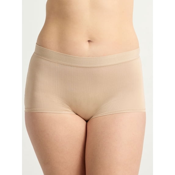 Joyspun Women's Ribbed Modal Boyshort Panties, 3-Pack, Sizes XS to 3XL