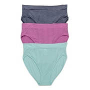 Joyspun Women's Ribbed Modal High Cut Brief Panties, 3-Pack, Sizes XS-3XL