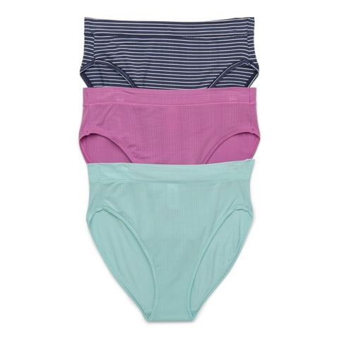 Women's Ribbed Modal High Cut Brief Panties, 3-Pack, Sizes XS-3XL
