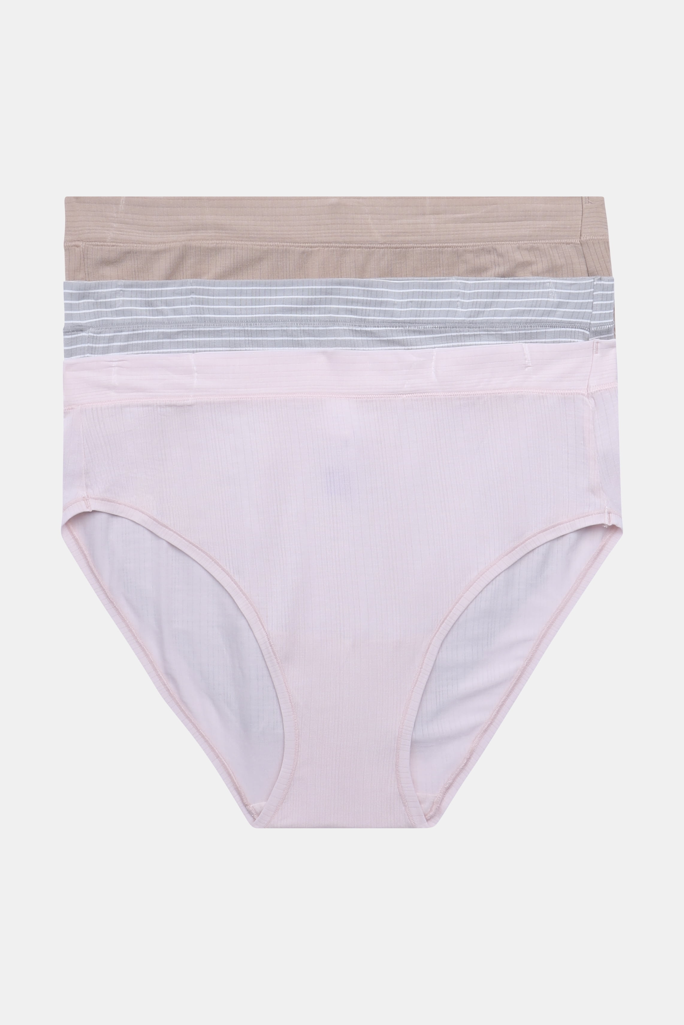 Joyspun Women's Ribbed Modal Hi-Cut Brief Panties 3-Pack Sizes XS