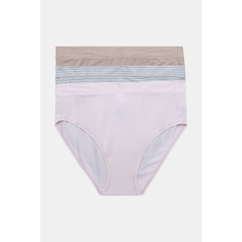 Women’s Ribbed Modal Hi Cut Brief Panties, 3-Pack, Sizes XS to 3XL