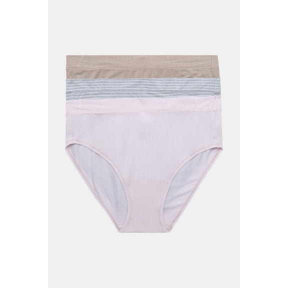 Joyspun Women’s Ribbed Modal Hi Cut Brief Panties, 3-Pack, Sizes XS to 3XL